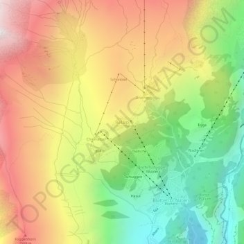 Mappa topografica Belalp, altitudine, rilievo