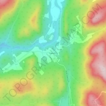 Mappa topografica Tewkesbury, altitudine, rilievo