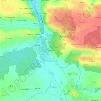 Mappa topografica La Minière, altitudine, rilievo