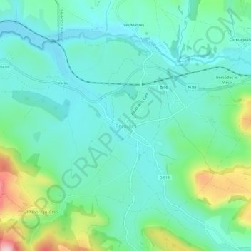 Mappa topografica Recoules, altitudine, rilievo