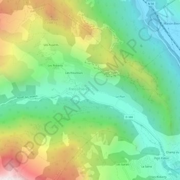 Mappa topografica Les Meyries, altitudine, rilievo