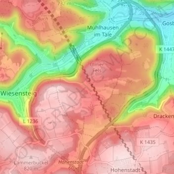 Mappa topografica Eselhöfe, altitudine, rilievo
