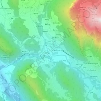 Mappa topografica La Mouillette, altitudine, rilievo