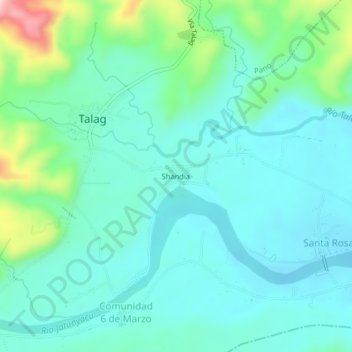 Mappa topografica Shandia, altitudine, rilievo