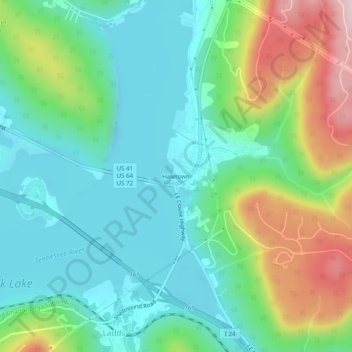 Mappa topografica Haletown, altitudine, rilievo