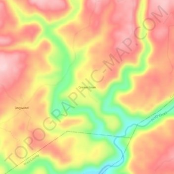 Mappa topografica Greivertown, altitudine, rilievo