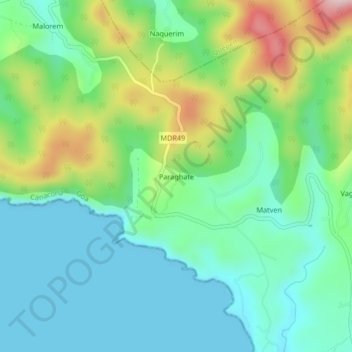 Mappa topografica Paraghate, altitudine, rilievo