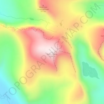 Mappa topografica Beinn Dearg, altitudine, rilievo