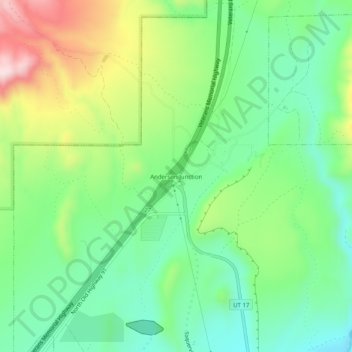 Mappa topografica Anderson Junction, altitudine, rilievo