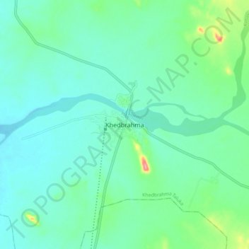 Mappa topografica Khedbrahma, altitudine, rilievo