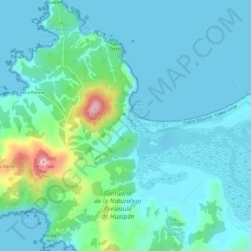 Mappa topografica Lenga, altitudine, rilievo