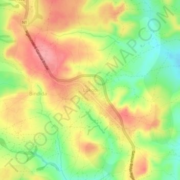 Mappa topografica Lokoti, altitudine, rilievo
