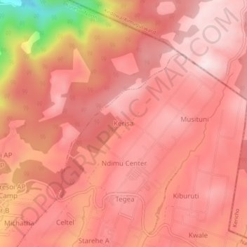 Mappa topografica Kerisa, altitudine, rilievo