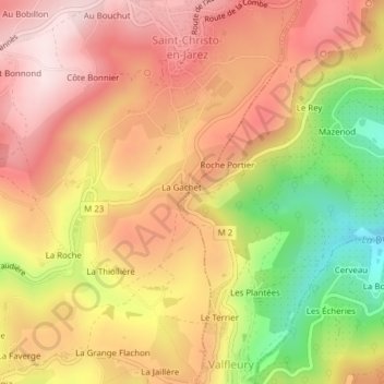 Mappa topografica Col de la Gachet, altitudine, rilievo