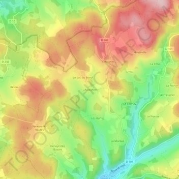 Mappa topografica L'Aulagnier, altitudine, rilievo