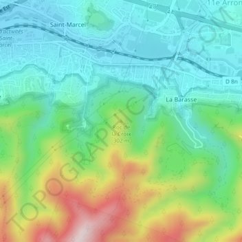 Mappa topografica Roc de la Croix, altitudine, rilievo