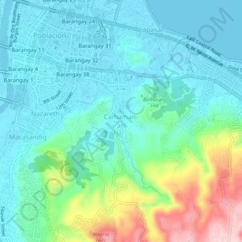 Mappa topografica Camaman-an, altitudine, rilievo