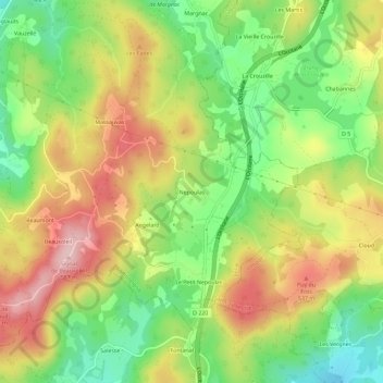 Mappa topografica Népoulas, altitudine, rilievo