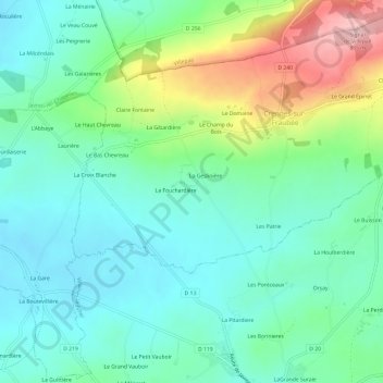 Mappa topografica La Fontaine, altitudine, rilievo