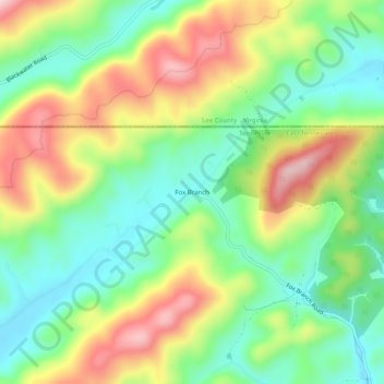 Mappa topografica Fox Branch, altitudine, rilievo