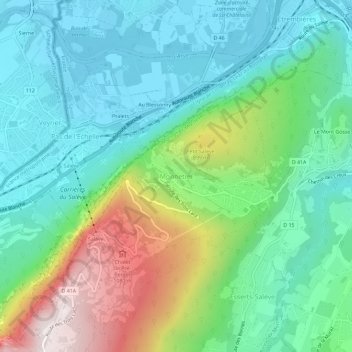 Mappa topografica Monnetier, altitudine, rilievo