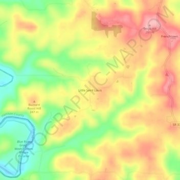 Mappa topografica Little Saint Louis, altitudine, rilievo
