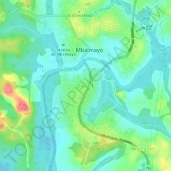 Mappa topografica Oyack II, altitudine, rilievo