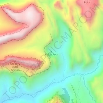 Mappa topografica Kolob Arch, altitudine, rilievo