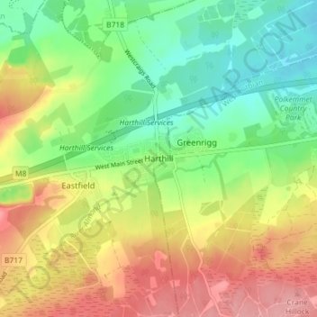 Mappa topografica Harthill, altitudine, rilievo