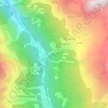 Mappa topografica Spärwurzu, altitudine, rilievo