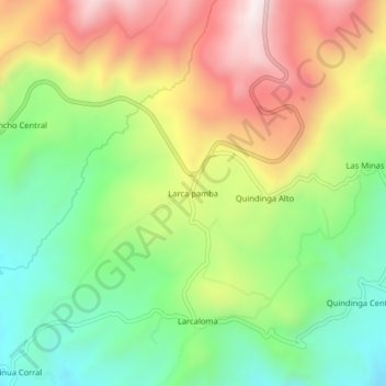 Mappa topografica Larca pamba, altitudine, rilievo