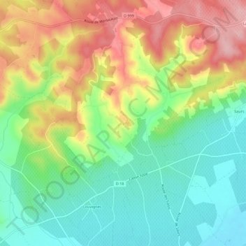 Mappa topografica Montaigut, altitudine, rilievo