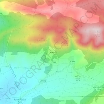 Mappa topografica Tedejo, altitudine, rilievo