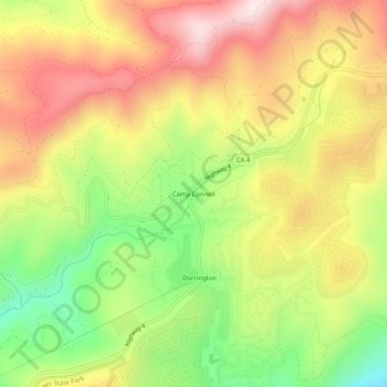 Mappa topografica Camp Connell, altitudine, rilievo