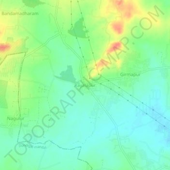 Mappa topografica Rayalapur, altitudine, rilievo