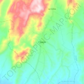 Mappa topografica Chalán, altitudine, rilievo