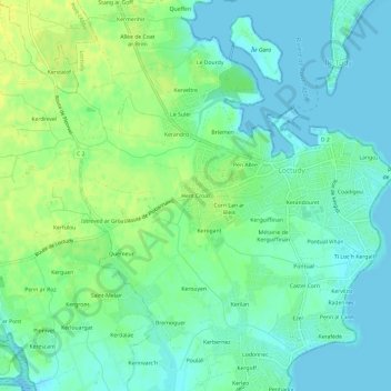 Mappa topografica Hent Croaz, altitudine, rilievo