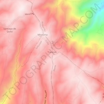 Mappa topografica Tzalaron, altitudine, rilievo