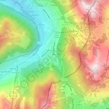 Mappa topografica Vonnes, altitudine, rilievo