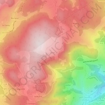 Mappa topografica Gimel, altitudine, rilievo