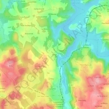Mappa topografica Selves, altitudine, rilievo