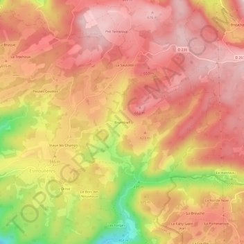 Mappa topografica Brumbief, altitudine, rilievo