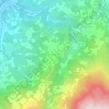 Mappa topografica Freixo da Serra, altitudine, rilievo