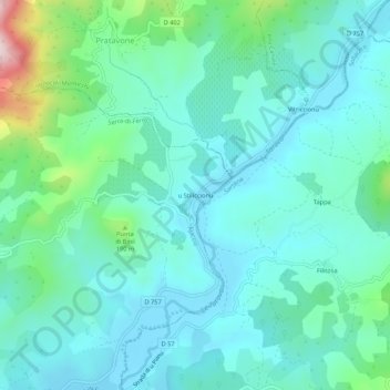 Mappa topografica Stiliccione, altitudine, rilievo
