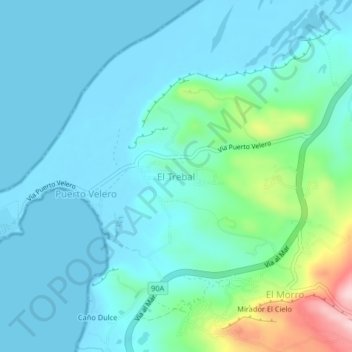 Mappa topografica El Trebal, altitudine, rilievo