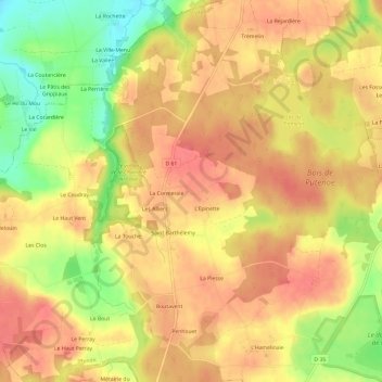 Mappa topografica Les Hayages, altitudine, rilievo