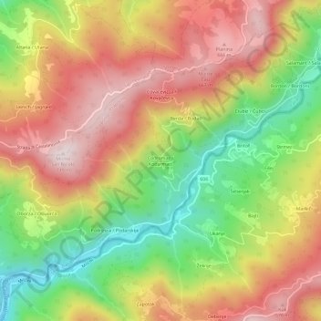 Mappa topografica Codromaz, altitudine, rilievo