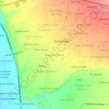 Mappa topografica Granja La Floresta, altitudine, rilievo