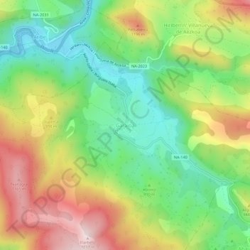 Mappa topografica Garaioa, altitudine, rilievo