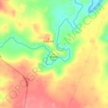 Mappa topografica Wattle Hill, altitudine, rilievo